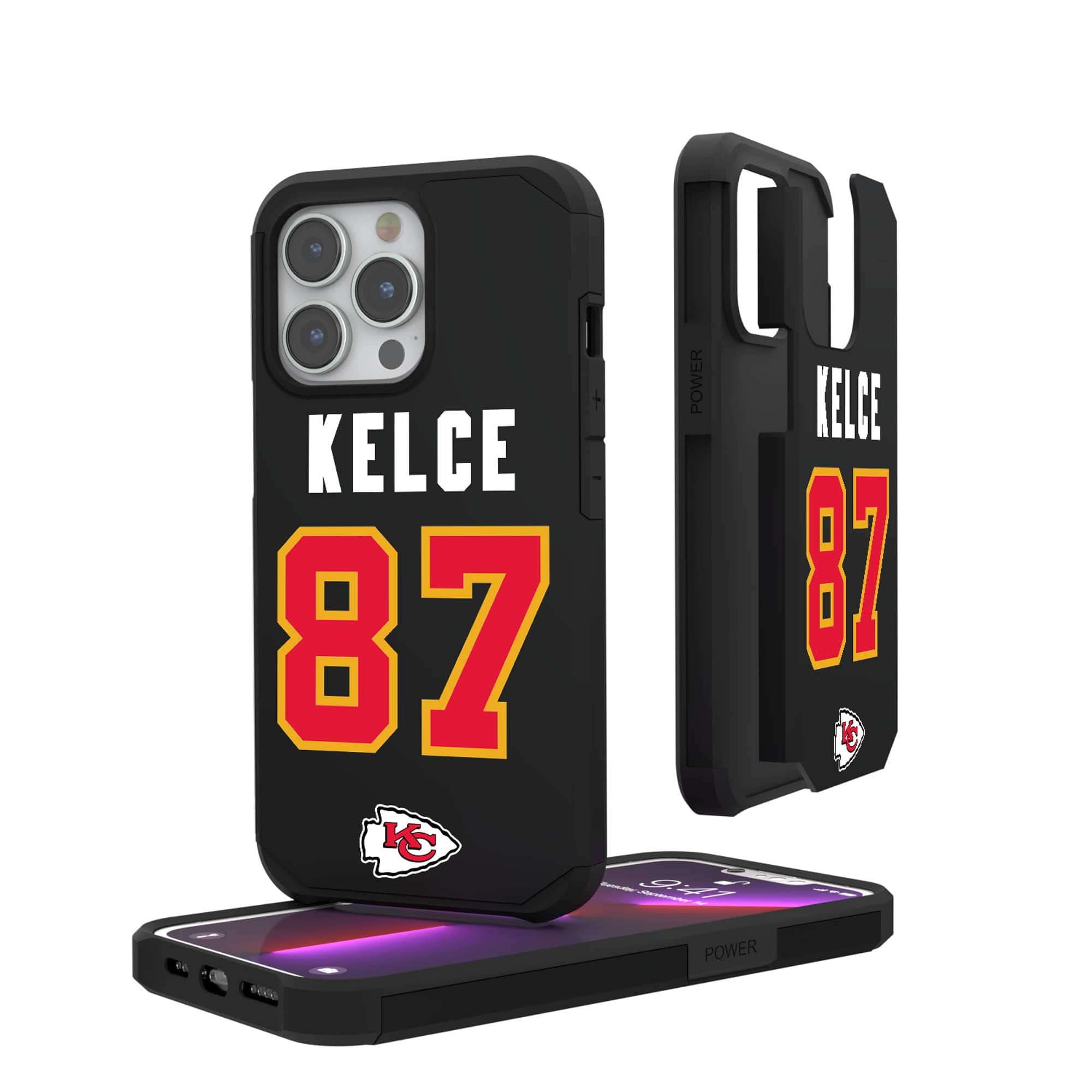 Keyscaper - Travis Kelce Kansas City Chiefs iPhone Rugged Case - 15 Pro - Black