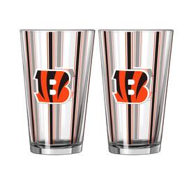 Logo Brands - Cincinnati Bengals Two-Piece 16oz. Striped Pint Glass Set - Multicolor