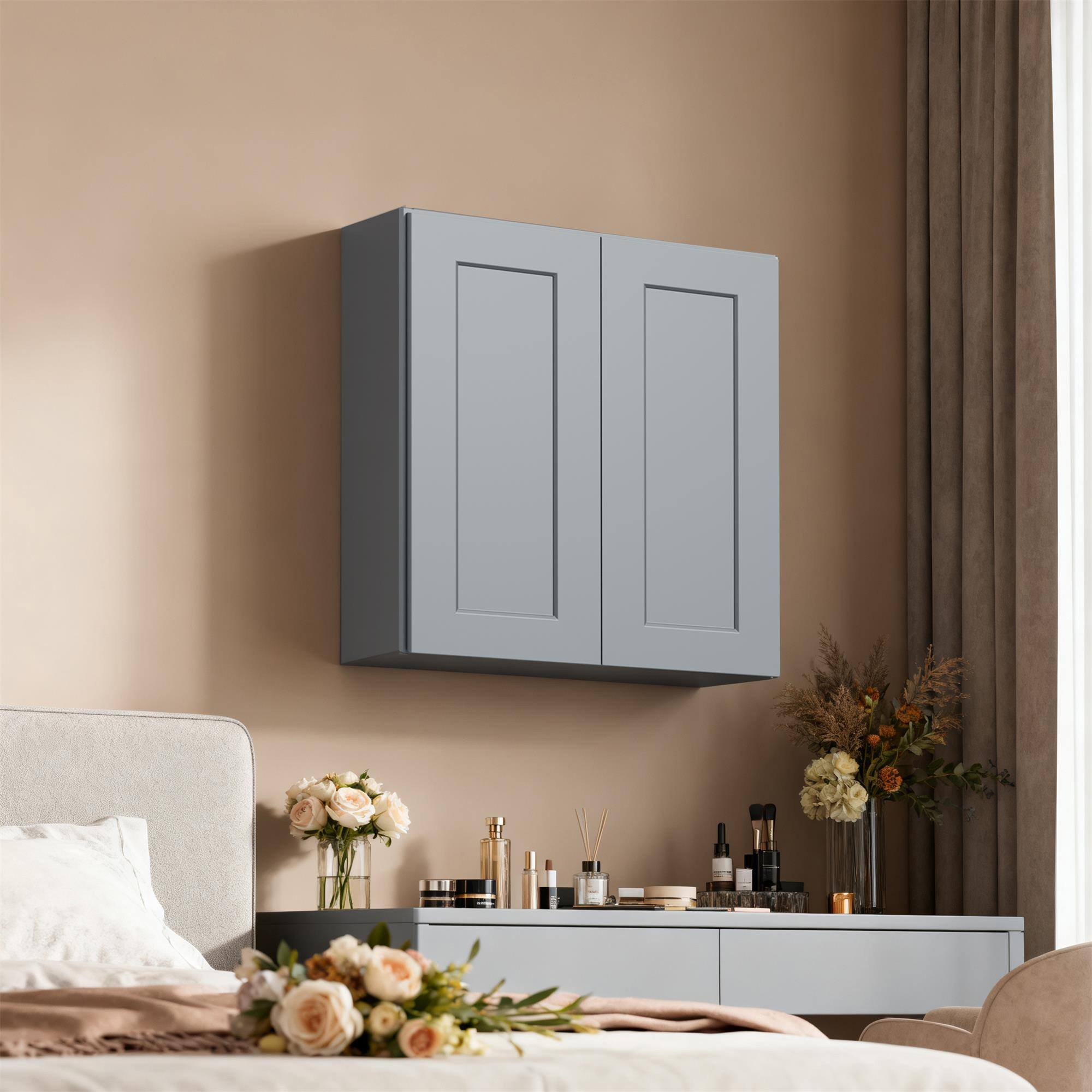 Boyel Living Shaker Wall Cabinet with Double Door 36 in L x 12 in W x ...
