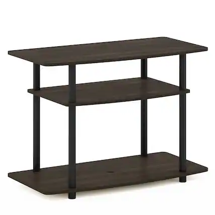Front. Furinno - Turn-N-Tube No Tools 3-Tier TV Stands - Dark Brown/Black.