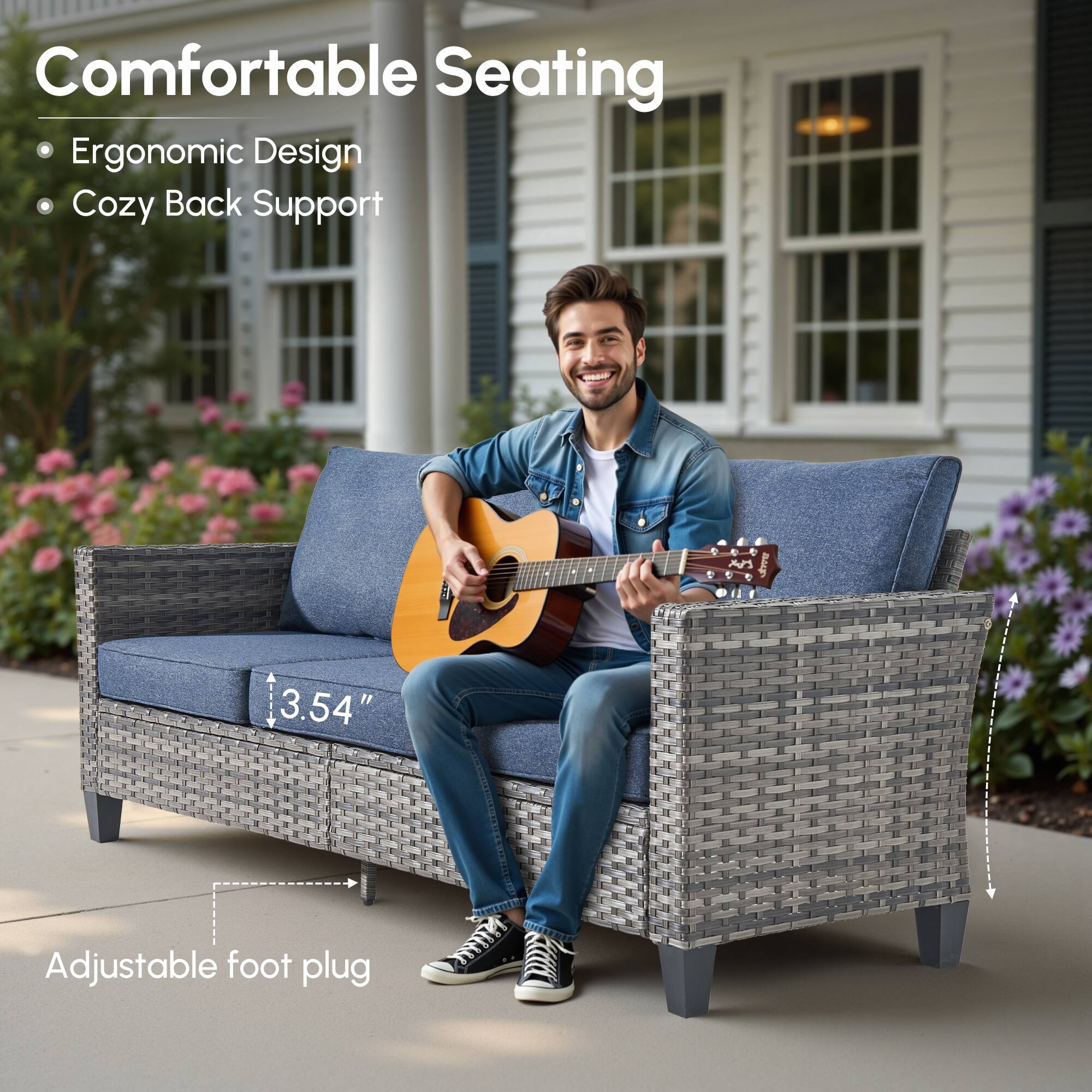 Comfortable Seating  
- Ergonomic Design  
- Cozy Back Support  

3.54" Adjustable foot plug