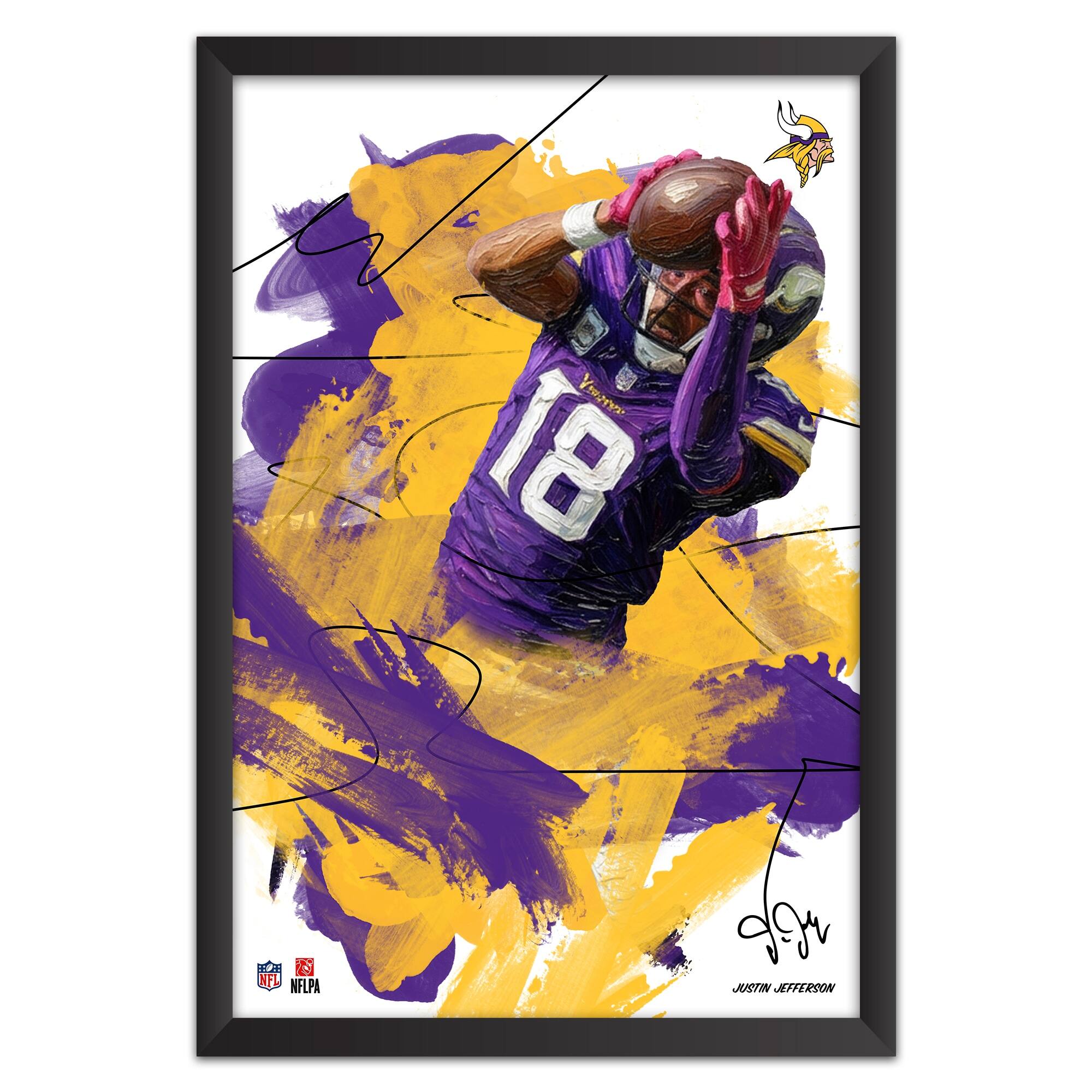 Justin Jefferson Minnesota Vikings 27" x 39" Brush Stroke Player Framed Art Print