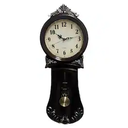 FC Design - 30"H Dark Brown Victorian Style Wooden Pendulum Wall Clock - Multicolor