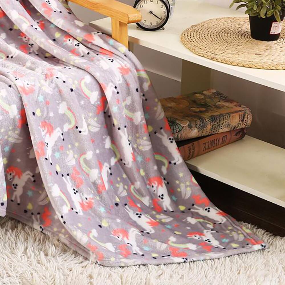 Alt View 1. Noble House - Plazatex Holiday Unicorn Design Micro Plush Throw Blanket - 50x60", Multicolor - Multi.