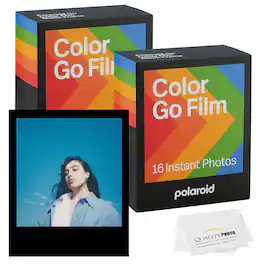 Go Color Film, Black Frame -32 Films + Quality Photo Microfiber Cloth (Compatible with Polaroid Go Cameras)