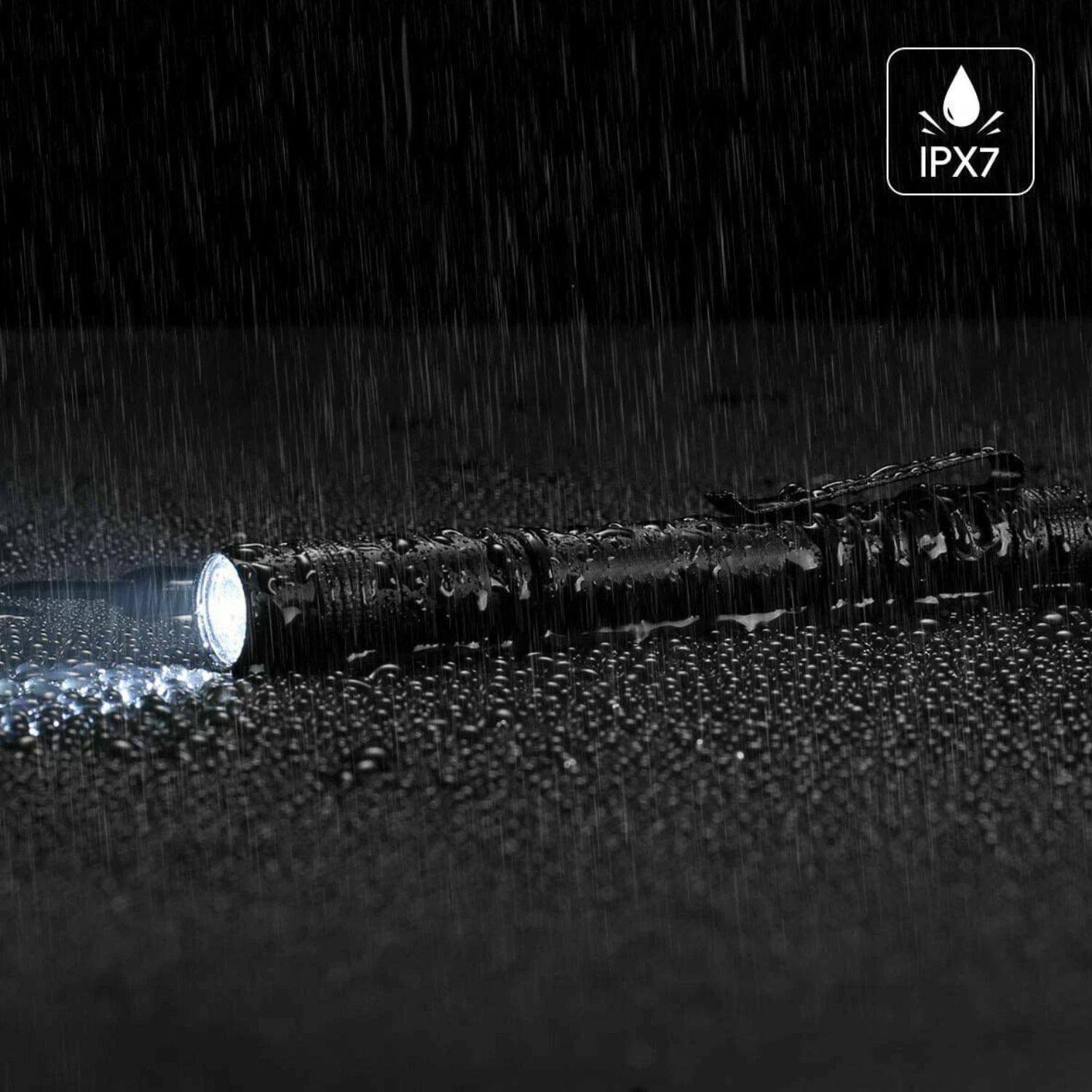 Left. Home Collection - 5Pcs LED Flashlight Portable Pen Torch Lamp with Clip Mini Pocket Penlight Set.