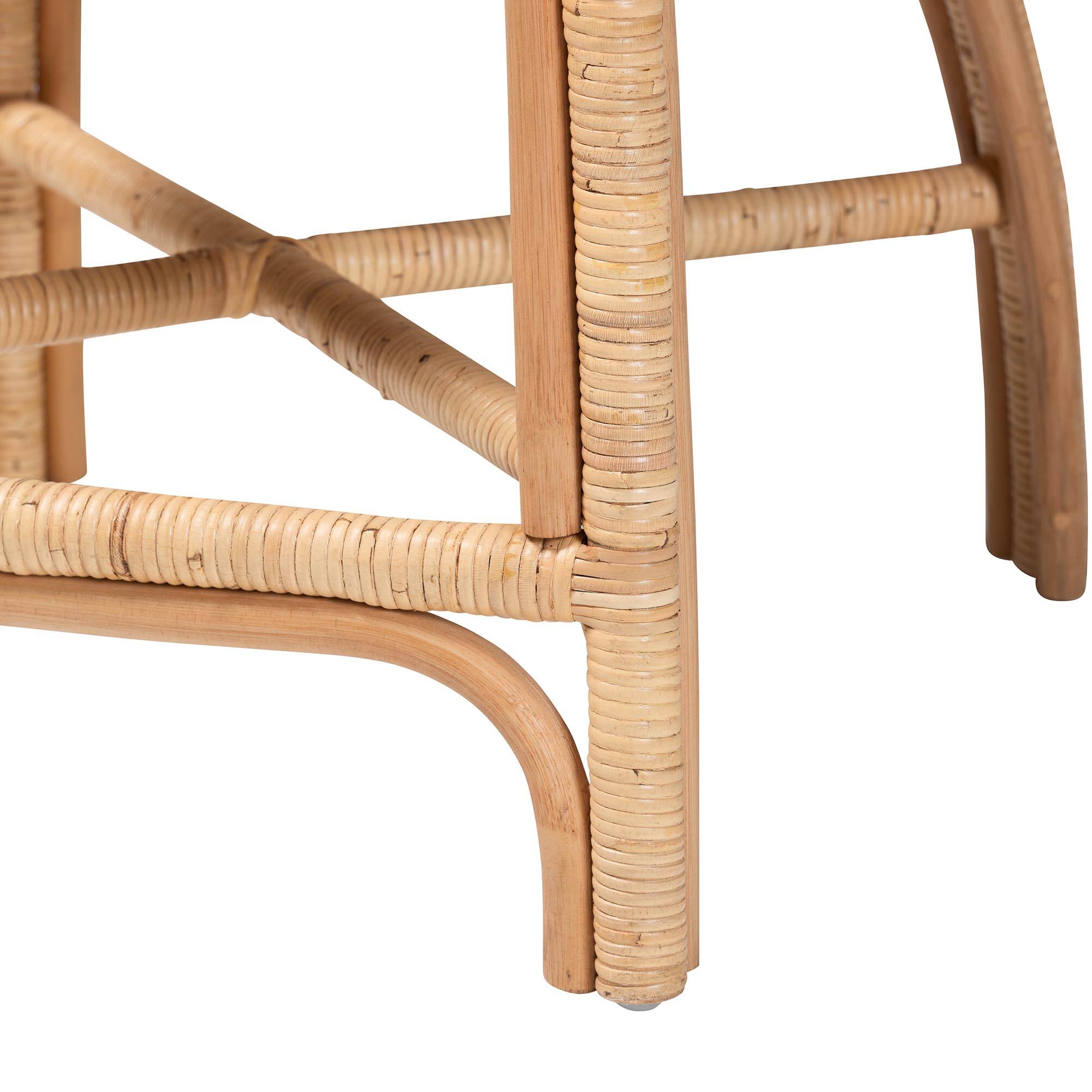 Alt View 2. bali & pari - Prisca Natural Rattan Counter Stool with Bubble Frame - Handwoven Wicker Accent Stool with Removable Cushions - Light Honey.