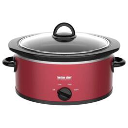 Better Chef - 3-Quart Oval Slow Cooker with Removable Stoneware Crock - Red