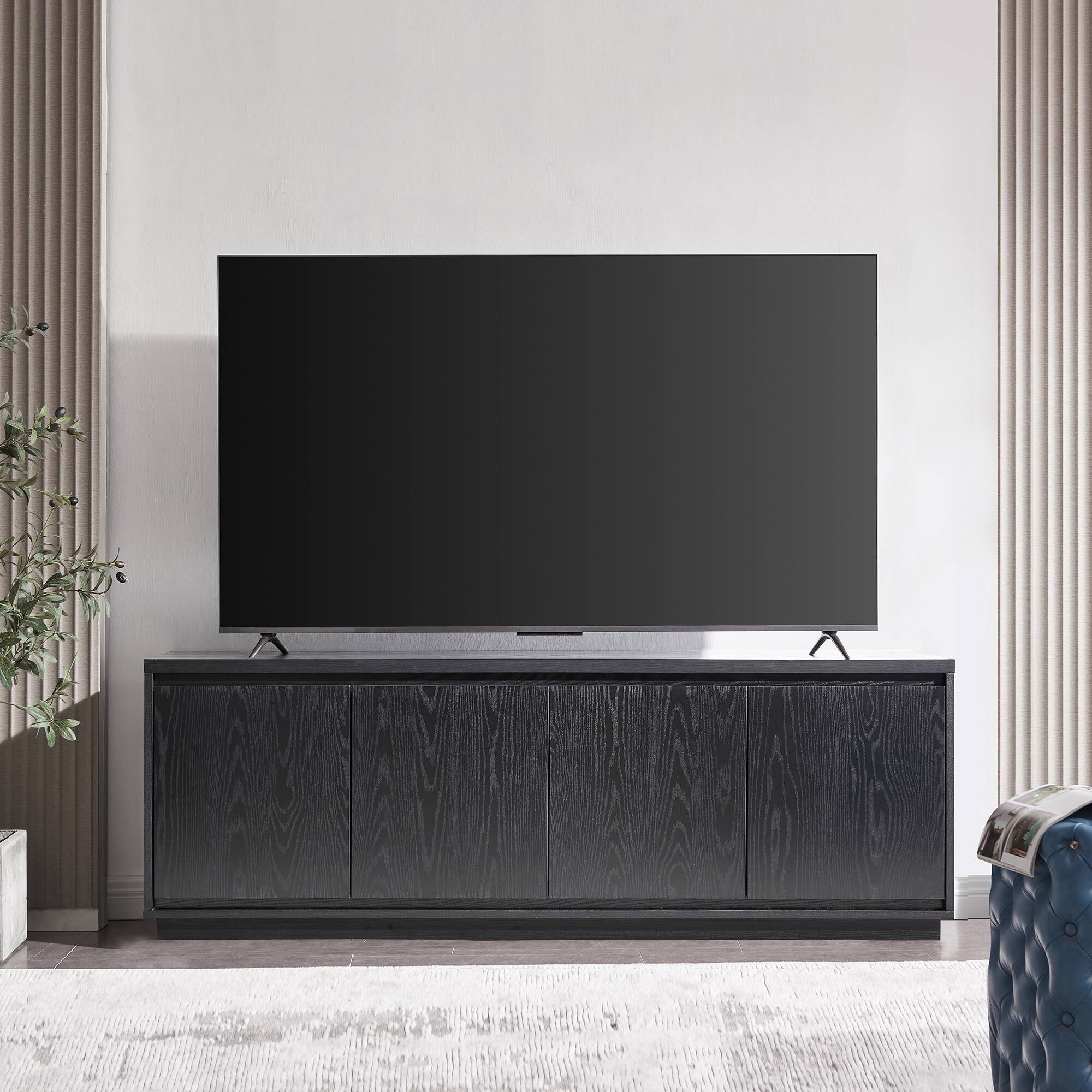 Alt View 1. Hudson&Canal - Presque TV Stand for TV's up to 75" - Black Grain.