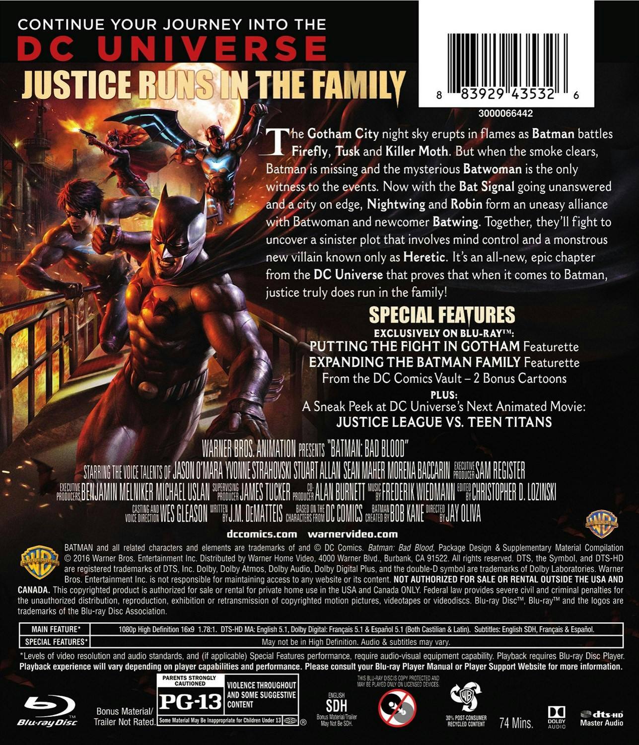 Back. Batman: Bad Blood [Blu-ray].