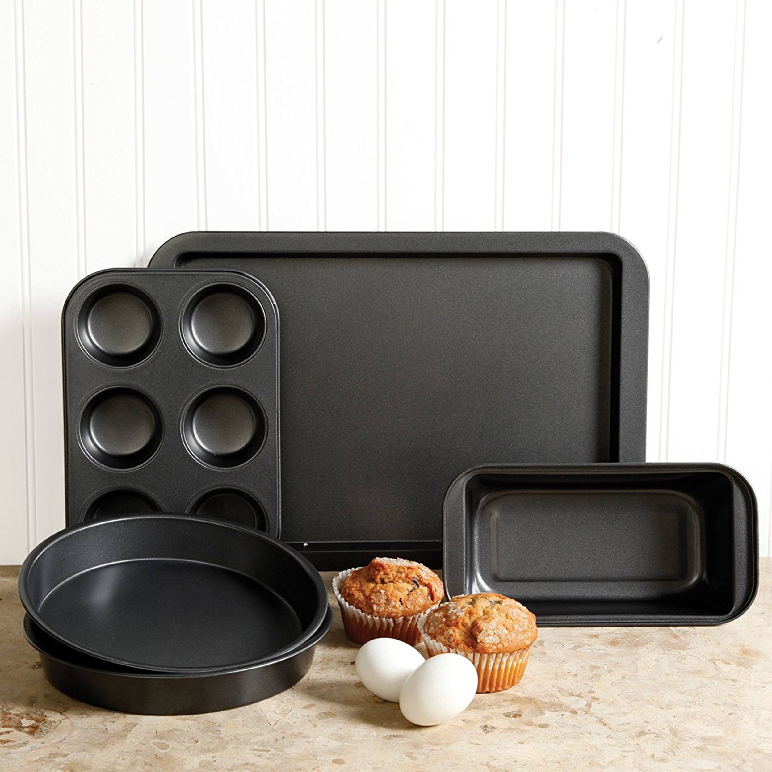 Alt View 4. Sunbeam - Sunbeam Love-to-Bake 5 Piece Xylan Nonstick Carbon Steel Bakeware Set - Dark Gray.