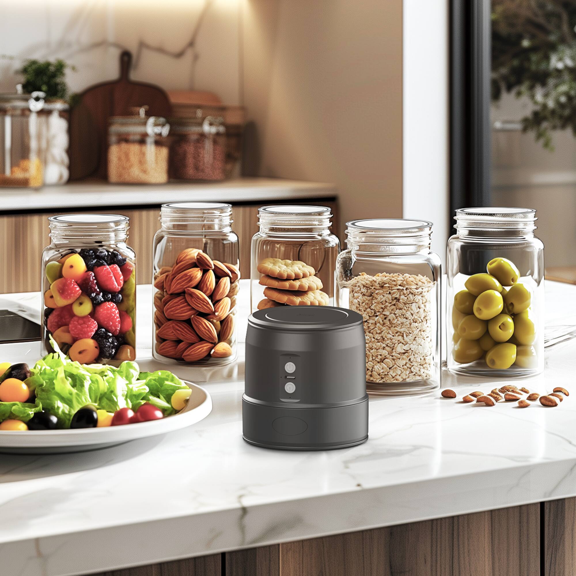 Alt View 4. Easyera - EASYERA Electric Mason Jar Vacuum Sealer, Upgraded Dual-Head Auto-Stop, Fits Wide & Regular Mouth Jars - Black.