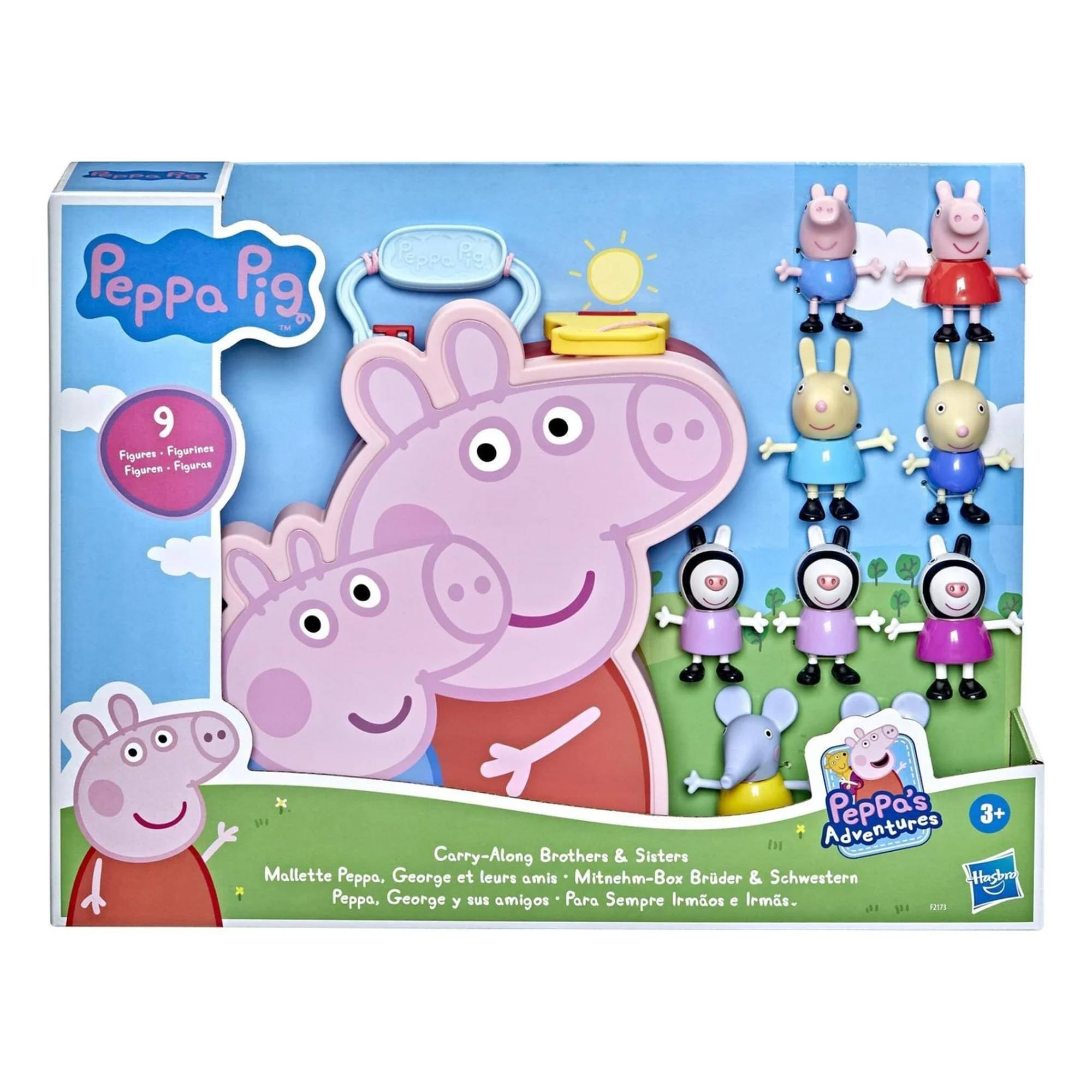 FE Peppa Pig - Peppa Pig Figures Figurines Figuren - Figeros Figaren Figares x PepPa's 3+ Adventures Carry-Along Brothers & Sisters Mallette Peppa, George et leurs amis Mitnehm-Box Brder & Schwestern Husbua Peppa, George y sus amigos Para Sempre Irmos e Irms. 1 11 f2U