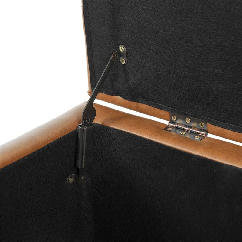 Alt View 4. HTUTWOO - Ottoman Bench with Storage - PU Surface, Rubber Wood Legs, 300 lbs Capacity, MDF/Pine/Plywood Construction - Brown.