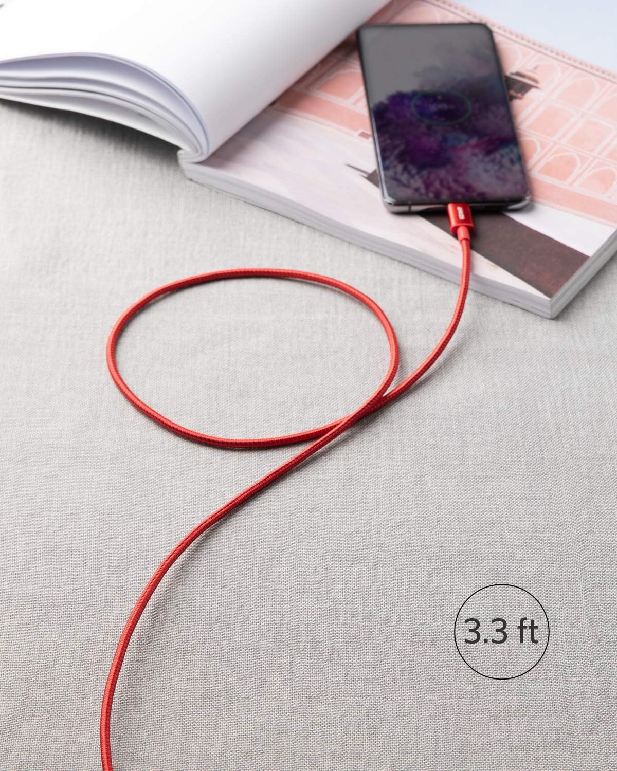 Alt View 6. Anker - Anker USB C to USB C Cable, Type-C 60W Fast Charging Cable (3.3 FT, 2Pack) - Red.