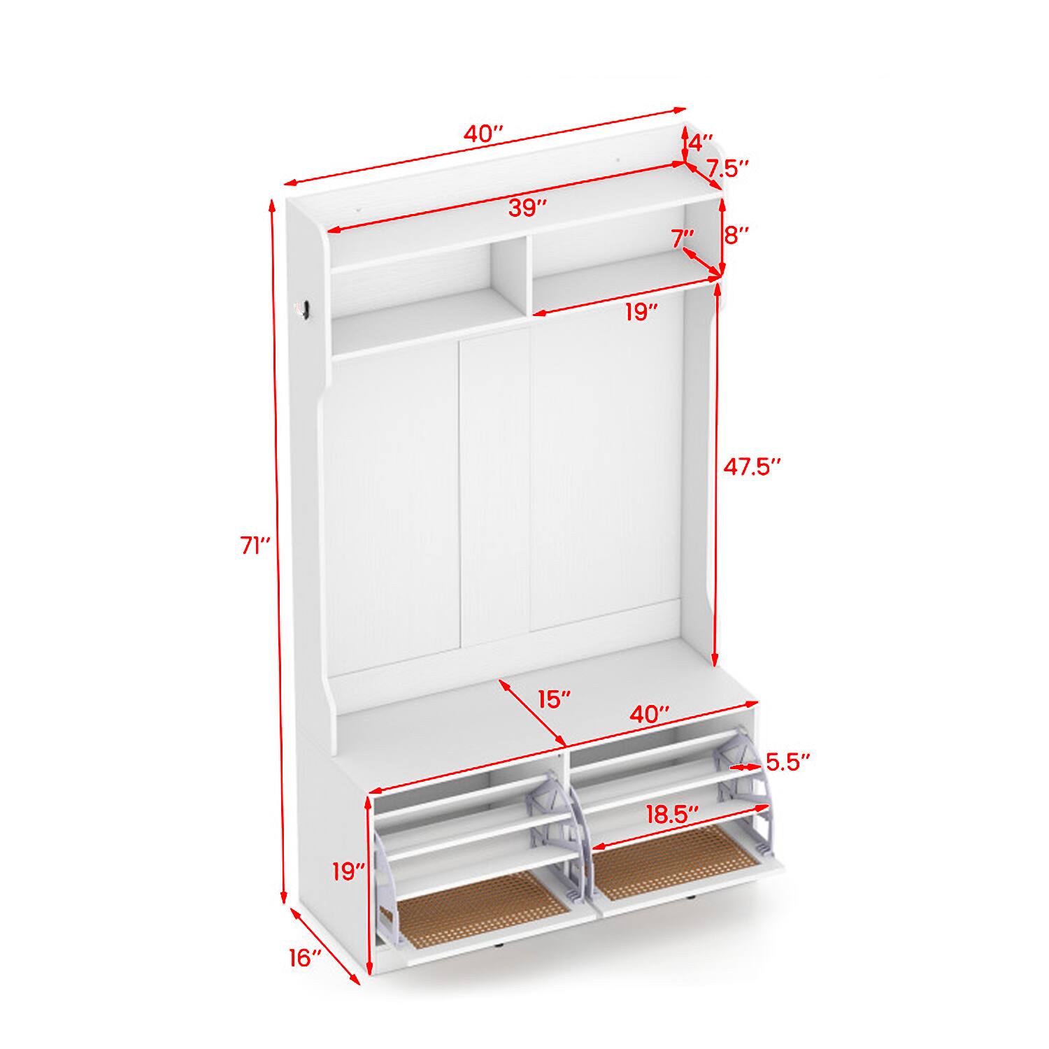 40" 39" 4" 7.5" 7" 8" 19" 47.5" 71" 15" 40" 5.5" 18.5" 19" 16"