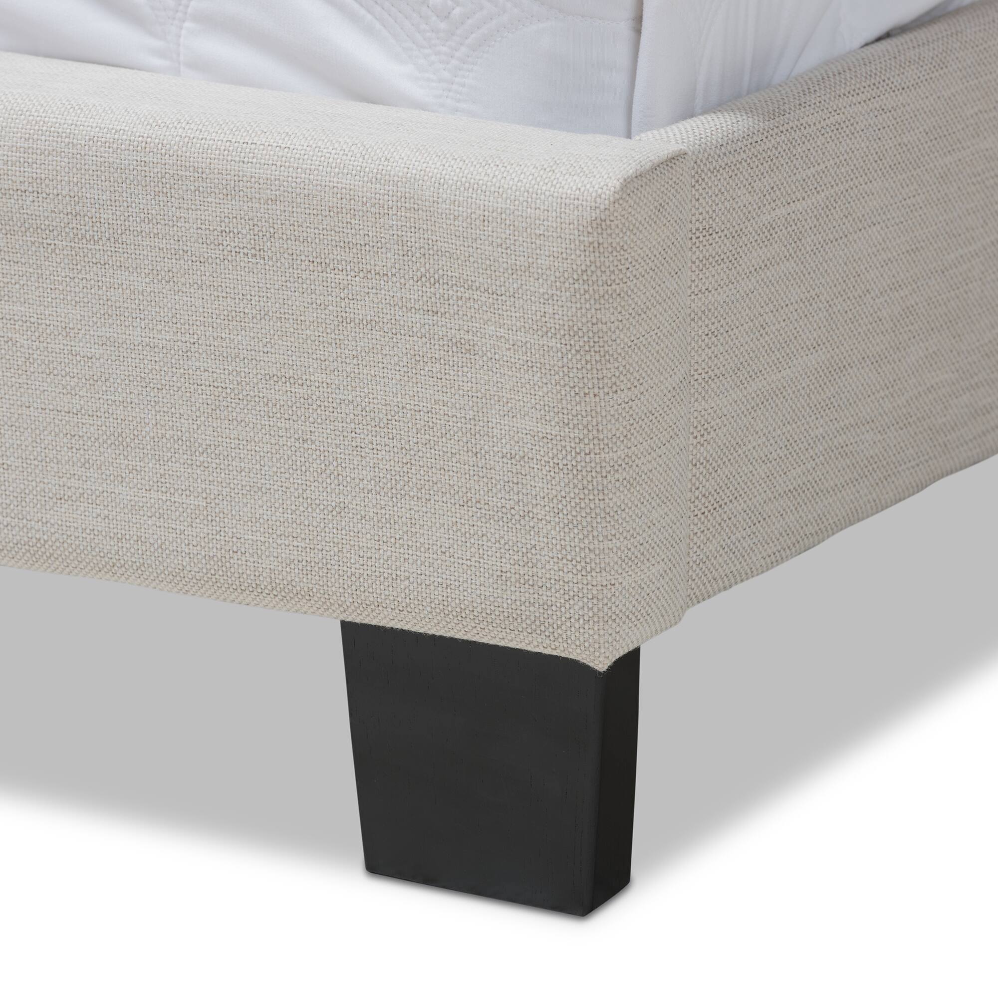 Alt View 1. Baxton Studio - Vivienne Modern and Contemporary Fabric Upholstered Bed - Light Beige.
