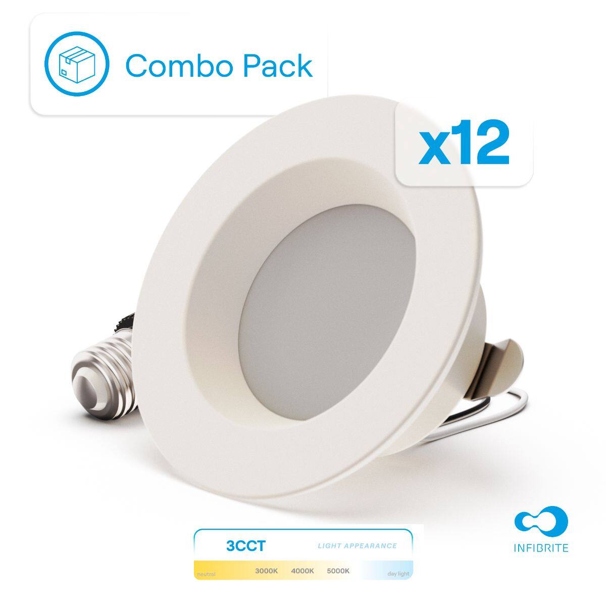 Combo Pack x12  
3CCT  
Light Appearance: Neutral 3000K, 4000K, 5000K, Day Light  
INFIBRITE