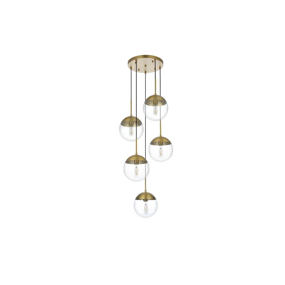Angle. Living District - Eclipse 18 Inch Pendant Clear Shade in Chrome - Satin Gold And Clear.