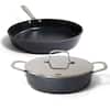 Front. Alva - Alva Maestro Cookware Set 3-Piece Set - Nonstick Ceramic Frying Pan and Saute Pan with Lid - Black.