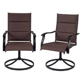 Gymax - Padded Patio Swivel Chairs Set of 2 Ergonomic Outdoor Dining Chairs w/High Back - Brown