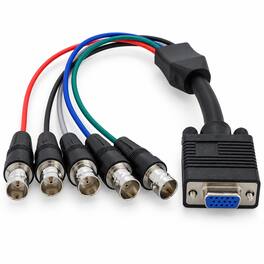 Sanoxy - 1ft VGA HD15 Female to 5 BNC RGBHV Female Monitor Cable - Black
