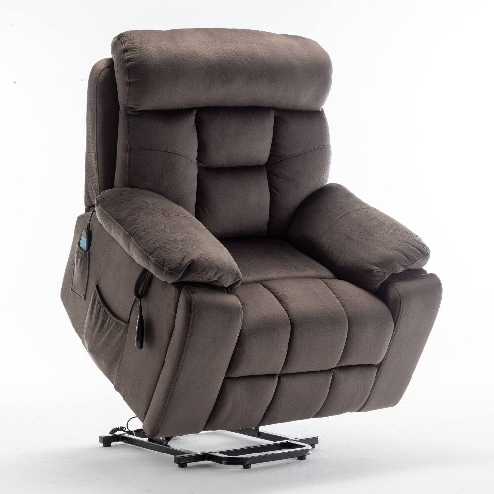 Alt View 1. Ropilly - Ropilly Power Lift Recliner for Elderly, Extra Wide Velvet Lift Chair with Heat and Massage, Antique Brown - Antique brown.