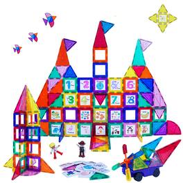 PicassoTiles - PICASSO-TILES 121 PC Magnetic Tiles, Building Blocks, STEM Toys for Kids 3+