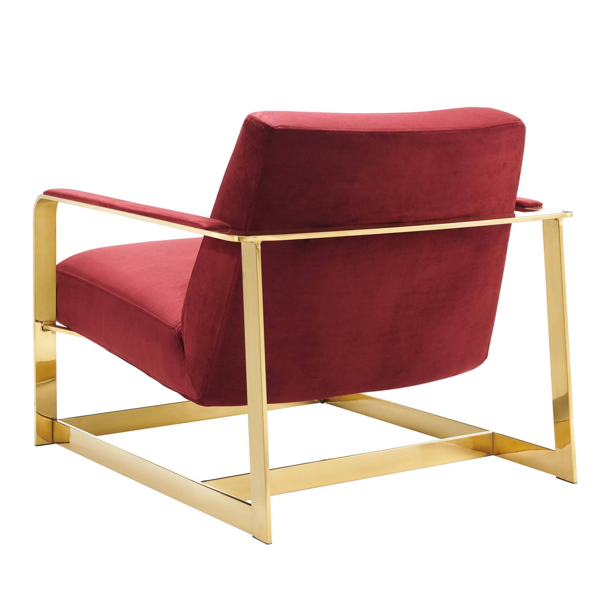 Alt View 2. Modway - Seg Performance Velvet Accent Chair by Modway - Gold Maroon.