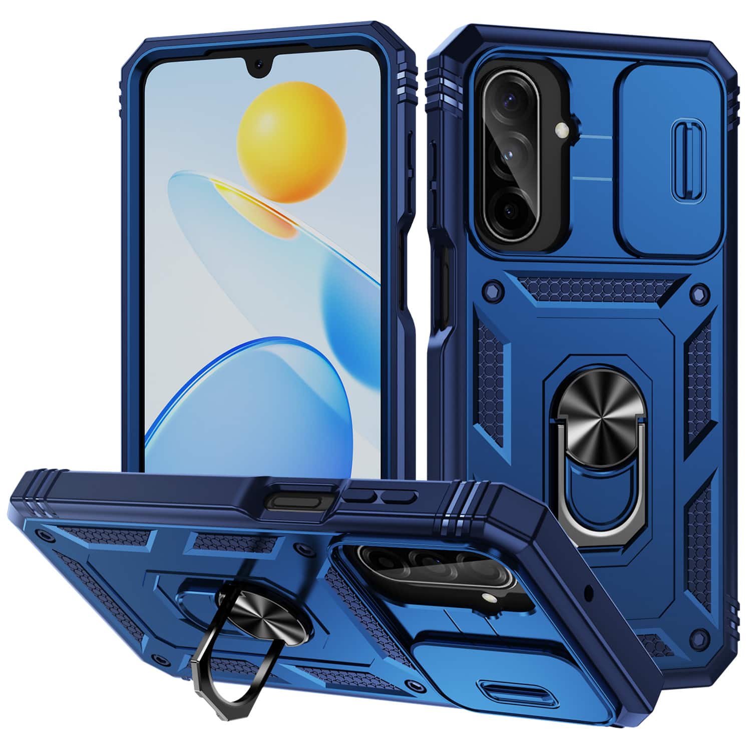 Dteck - Rotate Ring Kickstand Case For Samsung Galaxy A37 5G, Heavy-Duty Slide Lens Rugged Shockproof Hard PC TPU Cover - Blue price history on PriceWatchPro