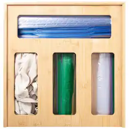 Luminuxe - Bamboo Food Bag Storage Organizer for Kitchen Drawer, Durable, Nonslip Plastic Bag Dispenser