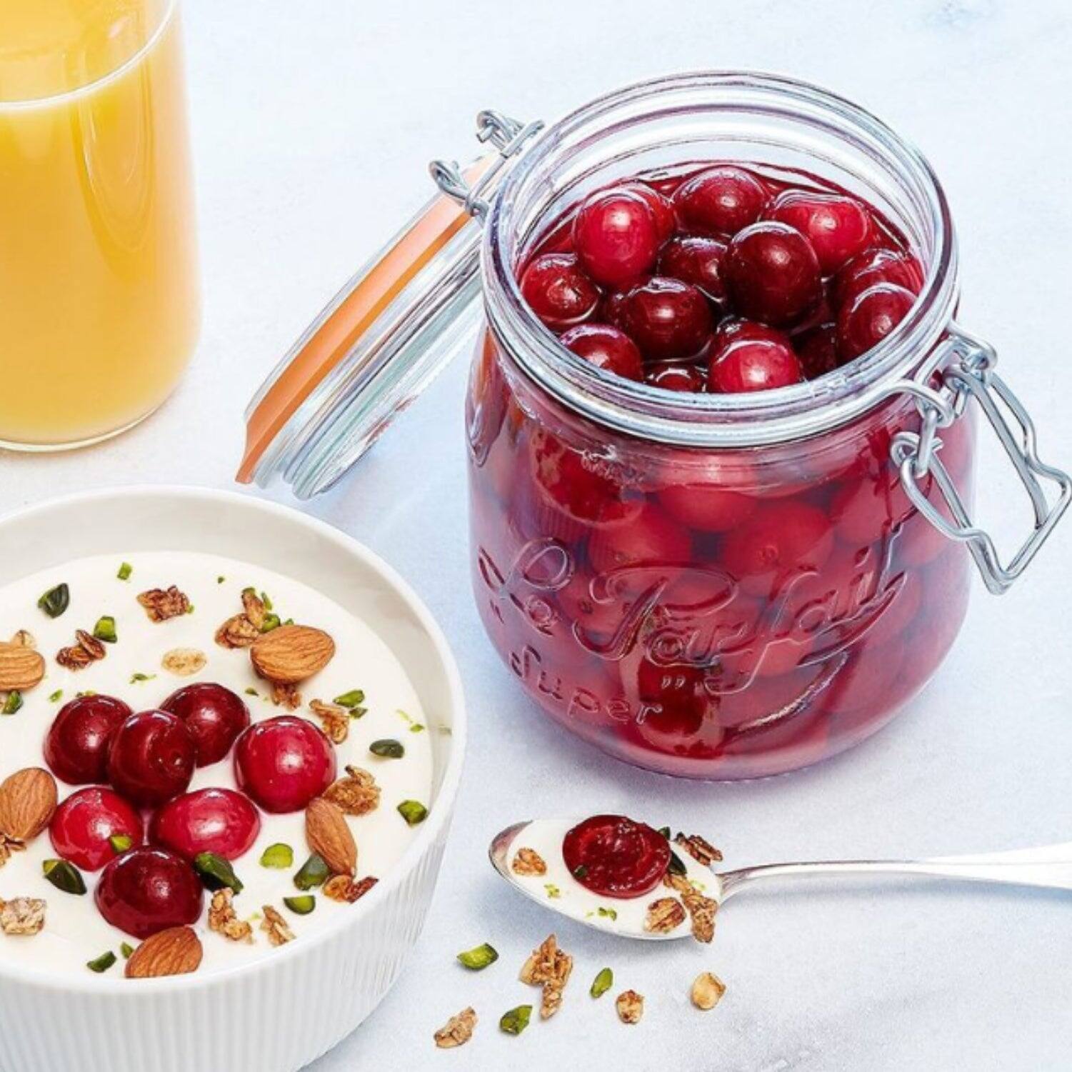 Alt View 2. Le Parfait - Super Jar - 750ml French Glass Canning Jar w/Round Body, Airtight Rubber Seal & Glass Lid, 24oz/Pint & Half (Pack of 4).