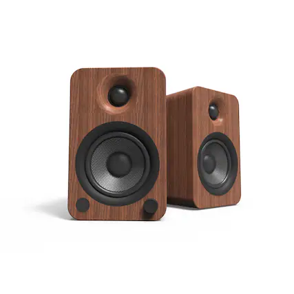 Front. Kanto - 4" Wireless 2-Way Bookshelf Speakers (Pair) - Walnut.
