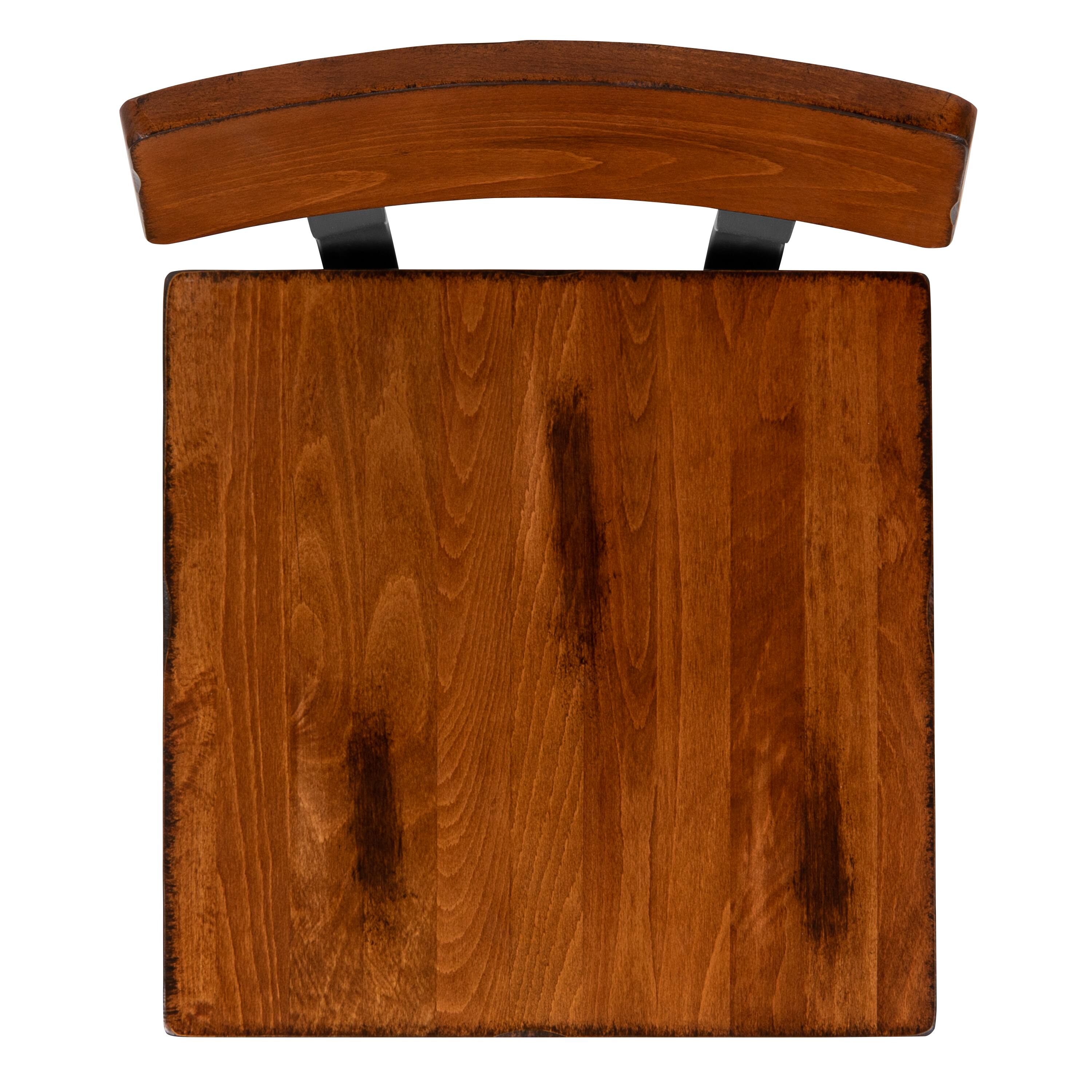 Alt View 9. Emma + Oliver - 2 Pack Commercial Grade Rustic Antique Industrial Style Wood Dining Chair - Walnut.