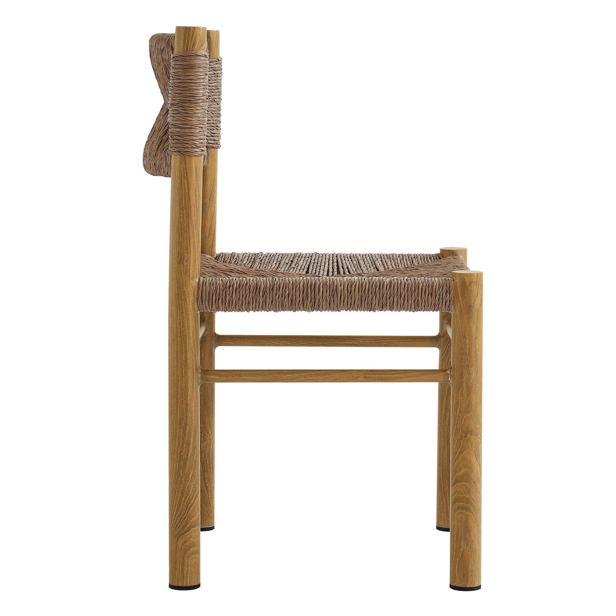 Alt View 4. Modway - Parkland Outdoor Patio Rattan and Aluminum Dining Side Chairs Set of 2 by Modway - Natural.