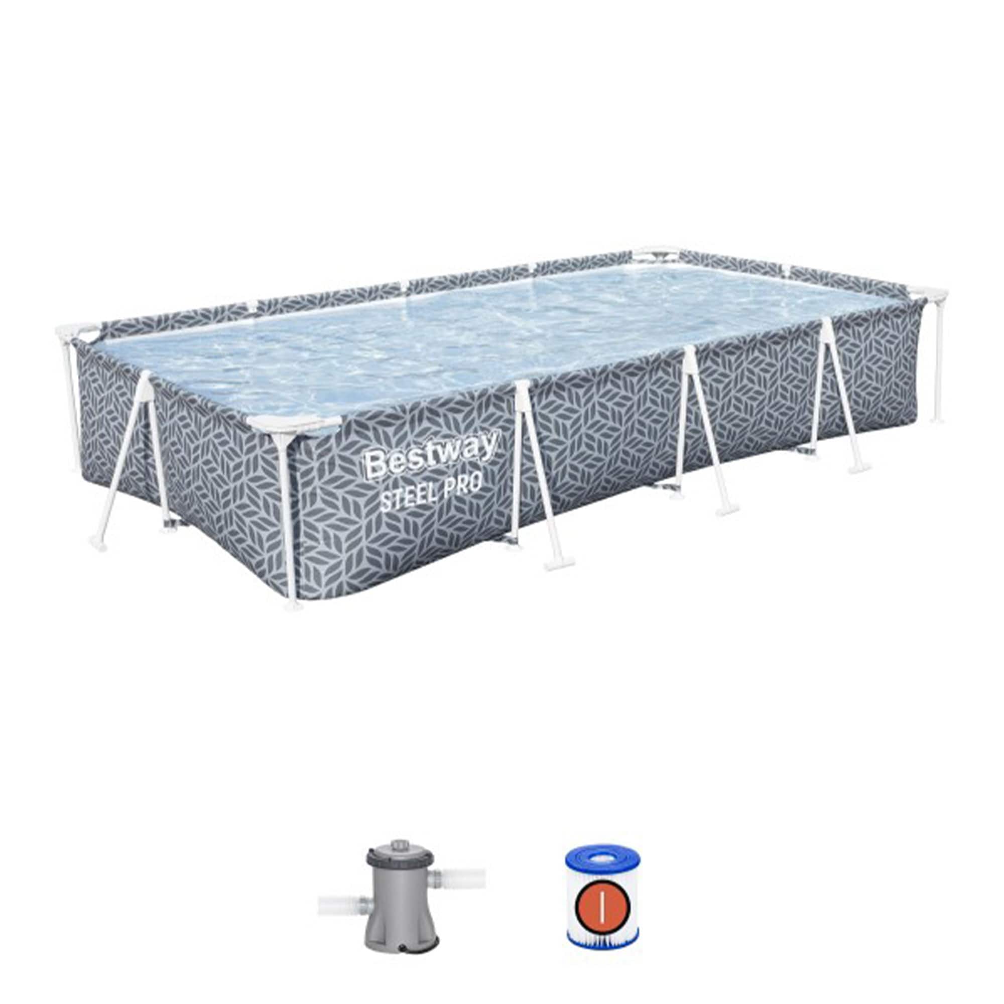 "Bestway - Steel Pro Rectangle Above Ground Swimming Pool Set, 12' x 6'7"" x 26"" - Gray" price history on PriceWatchPro