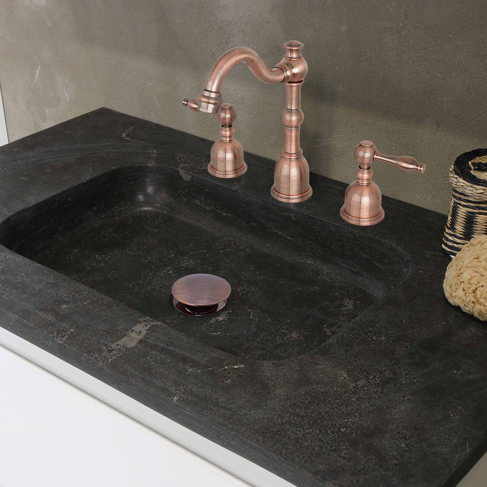 Alt View 3. Akicon - Akicon Push Button Bathroom Sink Drain Stopper Without Overflow in Antique Copper - Antique Copper.