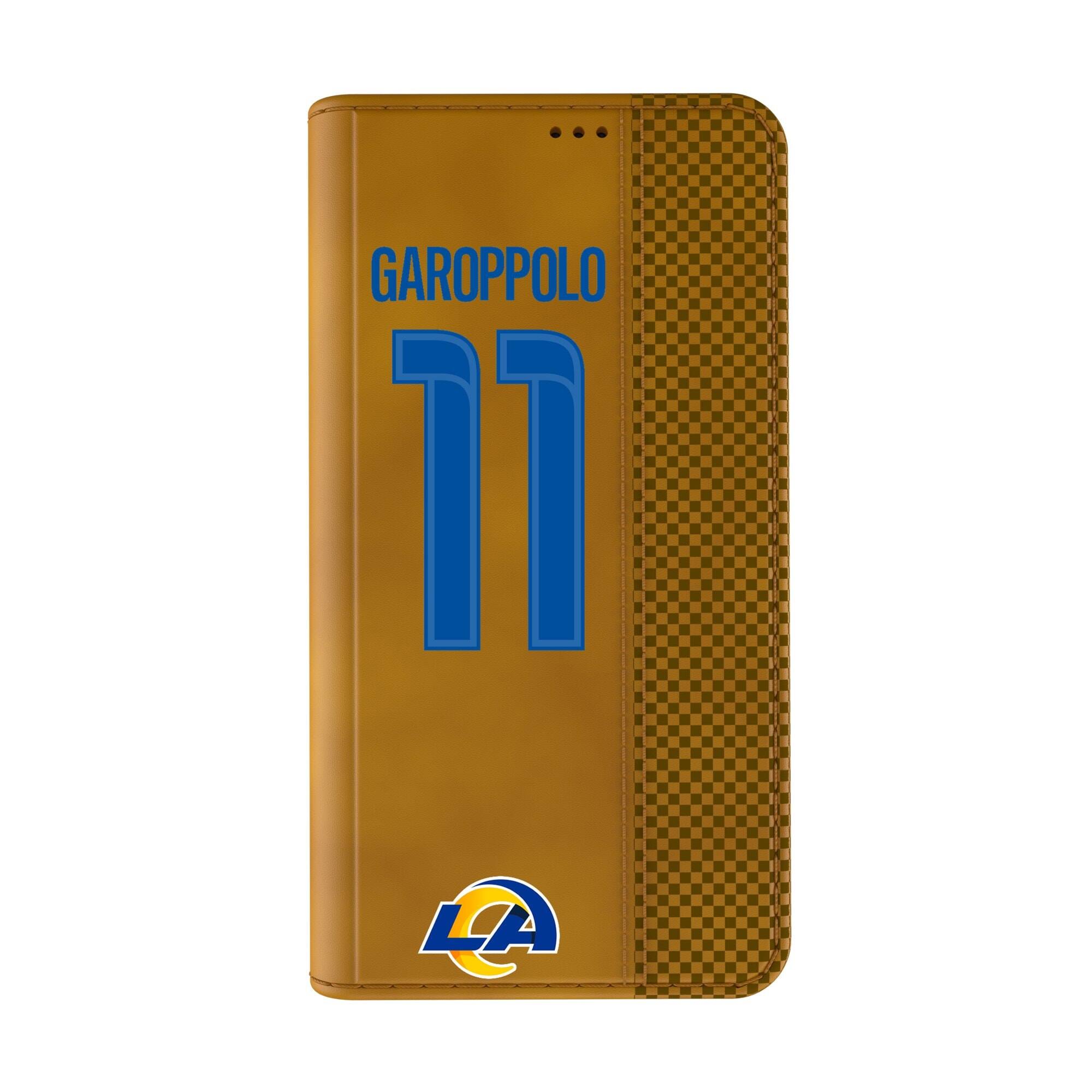 Alt View 1. Keyscaper - Jimmy Garoppolo Brown Los Angeles Rams Folio iPhone Case - 14 Pro Max - Brown.