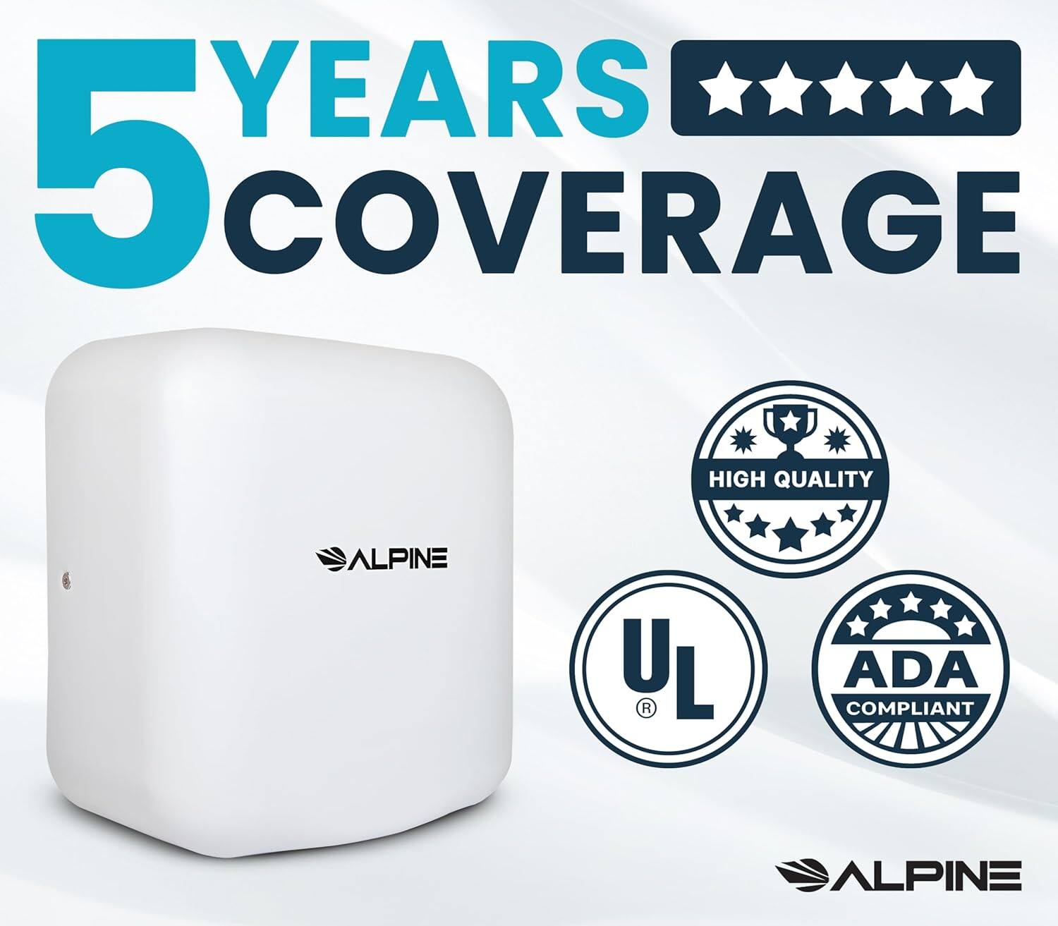 YEARS 5 COVERAGE, HIGH QUALITY, ALPINE, UL, ADA COMPLIANT, ALPINE