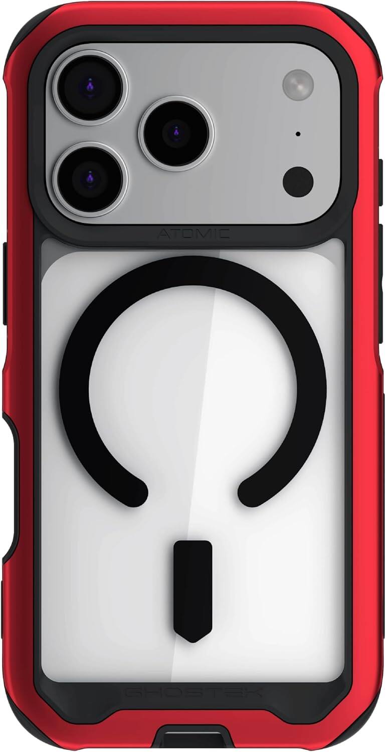 Ghostek - iPhone 17 Pro Atomic Slim Case, MagSafe Compatible, Non Slip Grip Protection - Red