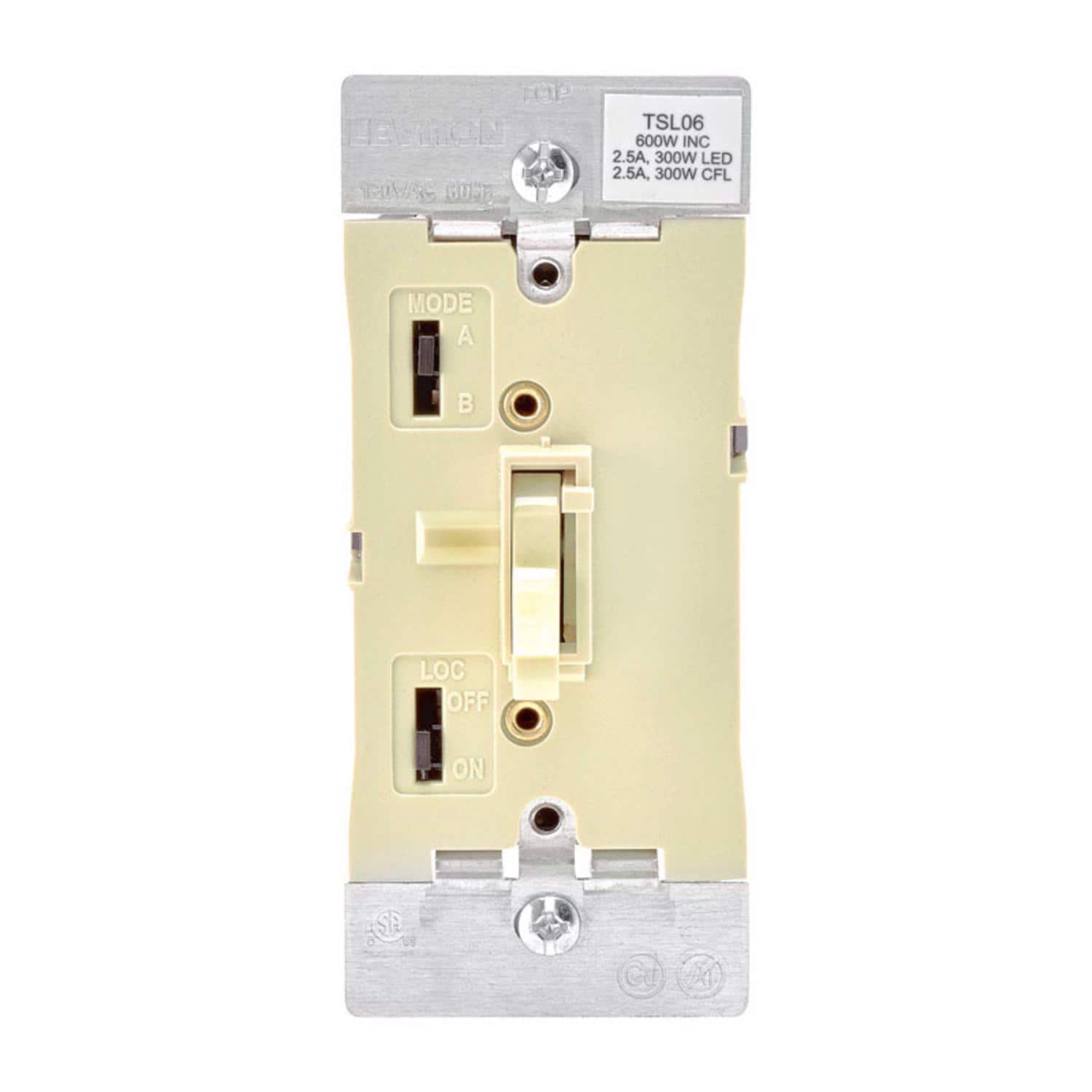 Leviton - 600 W Toggle Dimmer Switch 1 pk - Ivory