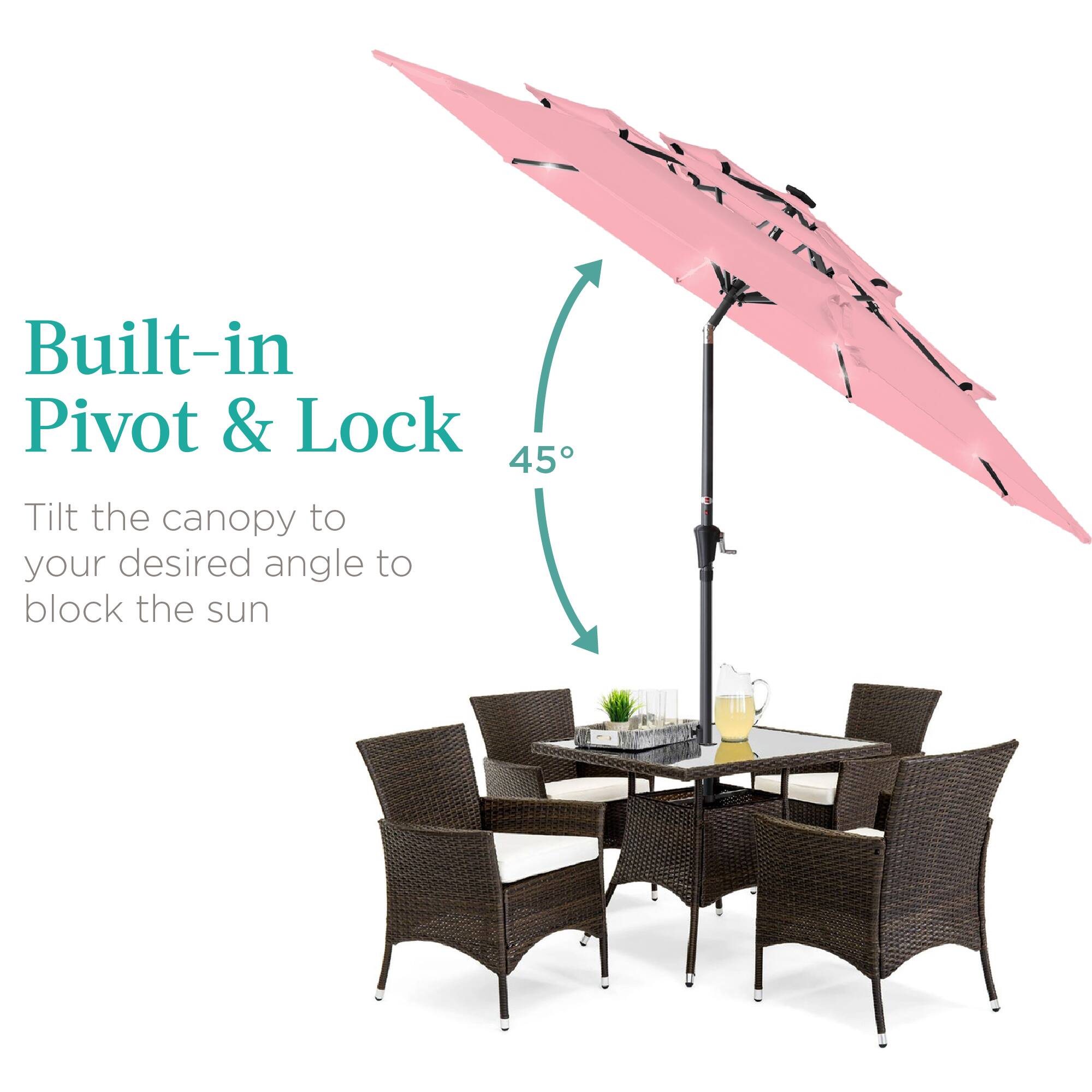 Built-in Pivot & Lock

Tilt the canopy to your desired angle to block the sun