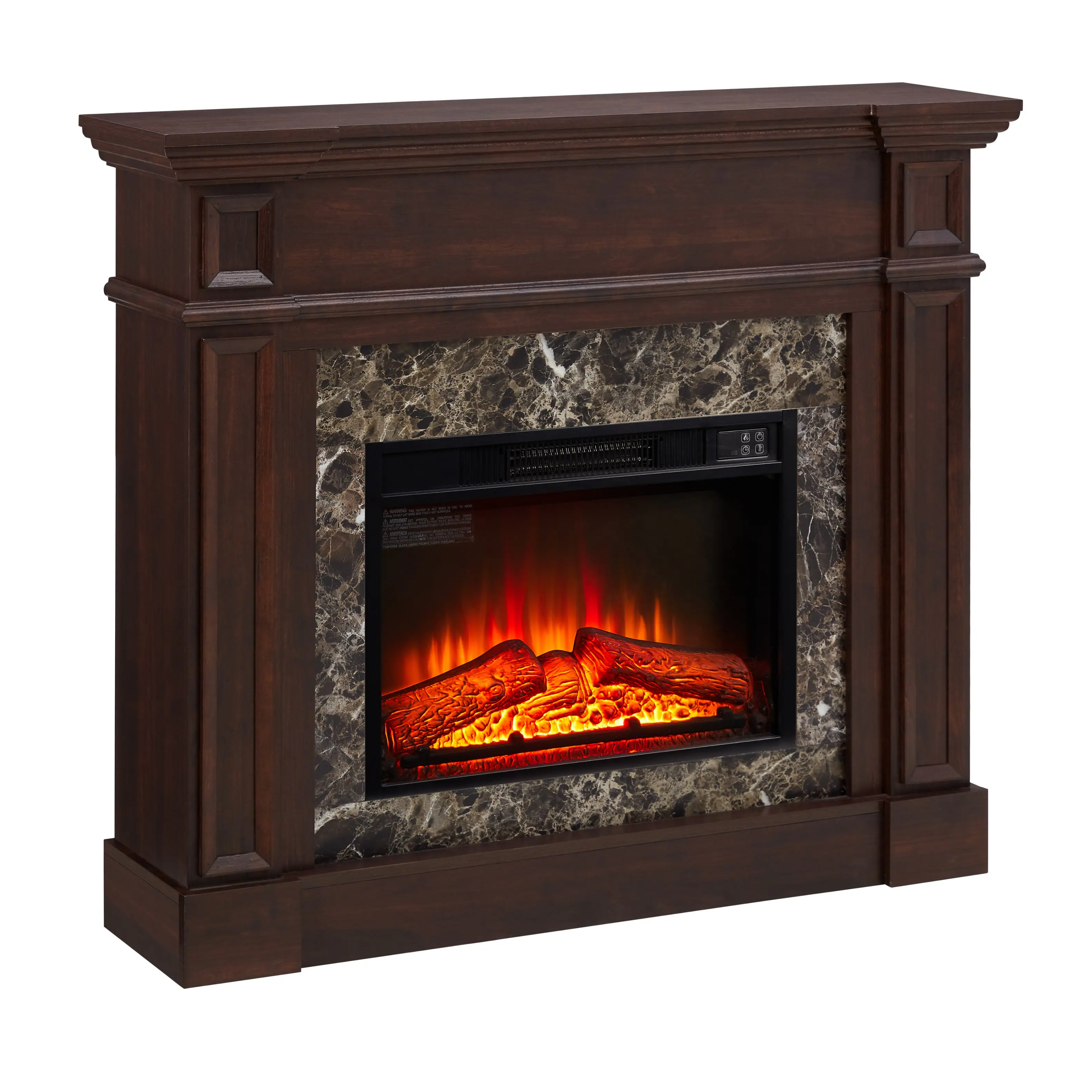Alt View 6. Tiramisubest - Freestanding Electric Fireplace Heater with Mantel,Realistic Stacked Stone in Cherry,Remote Control,Timer & LED Flame - Cherry.