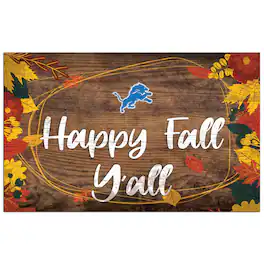 Fan Creations - Detroit Lions 11'' x 19'' Happy Fall Y'all Sign - Brown