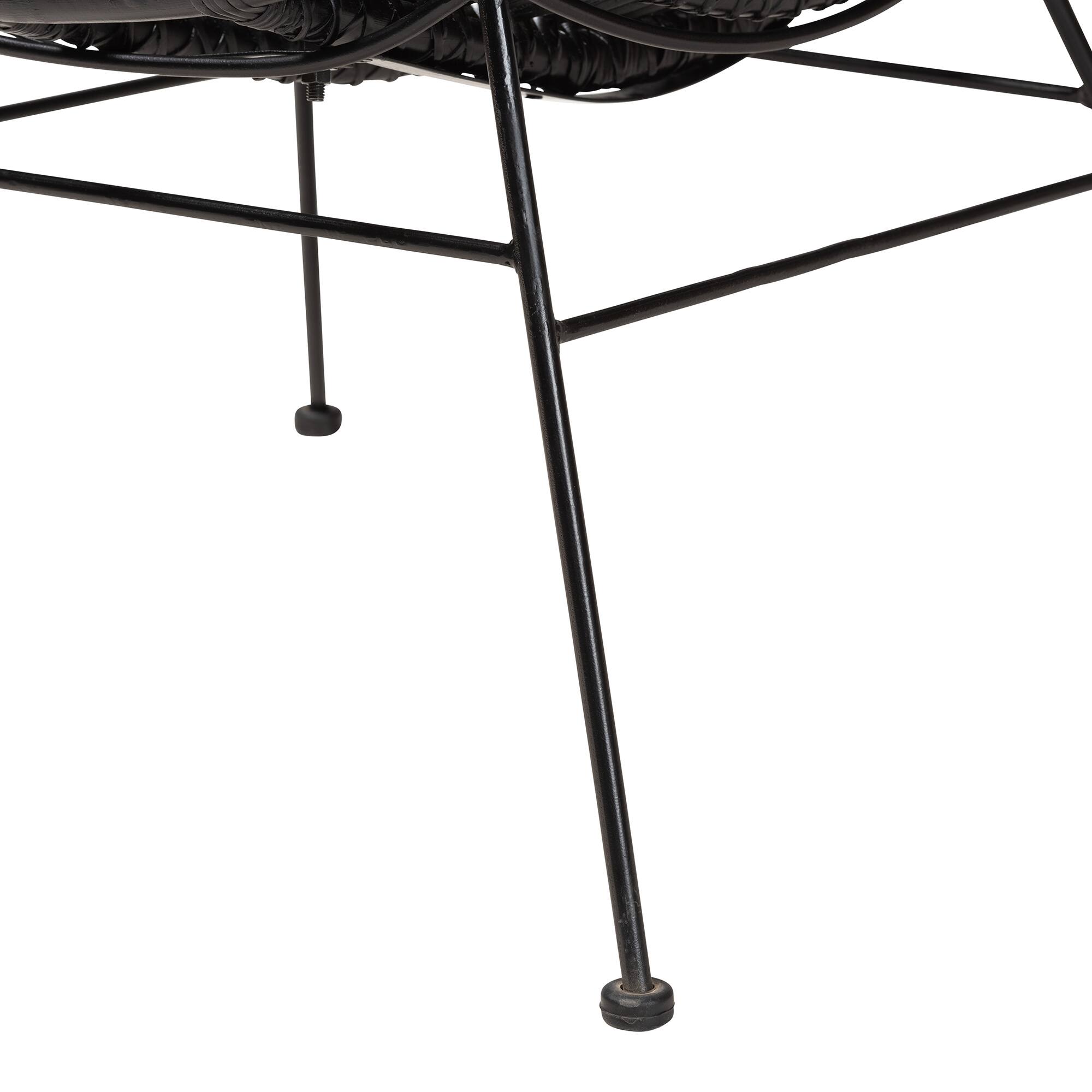 Alt View 2. bali & pari - Colorado Modern Bohemian Rattan and Metal Accent Chair - Black.