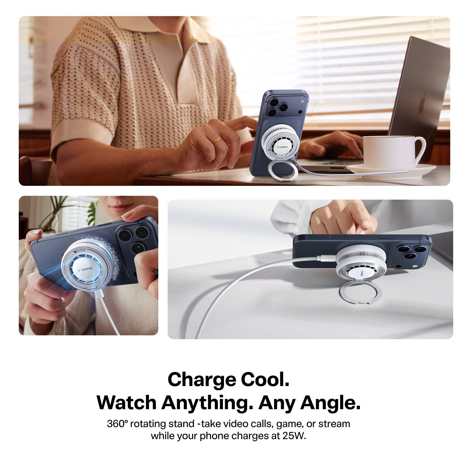 TORRAS PolarCircle Qi2.2 25W Magnetic Wireless Charger with TEC Cooling ...