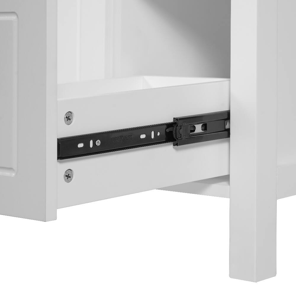Alt View 9. Loheer - Loheer 24-Inch White Bathroom Vanity with Ceramic Sink and Soft Close Drawers - White.