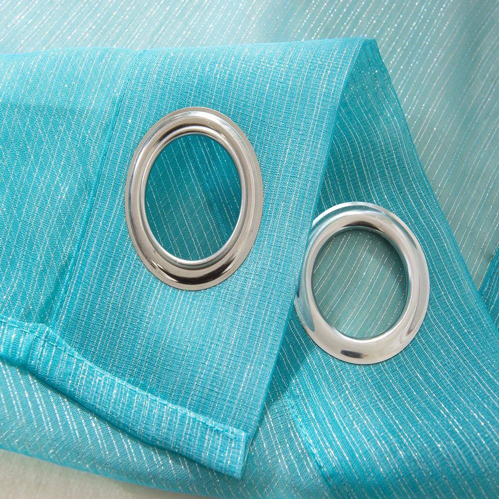 Left. RT Designers Collection - Stylish Aqua Lonnie Grommet Curtain Panel - 54x90 Inches - Aqua.