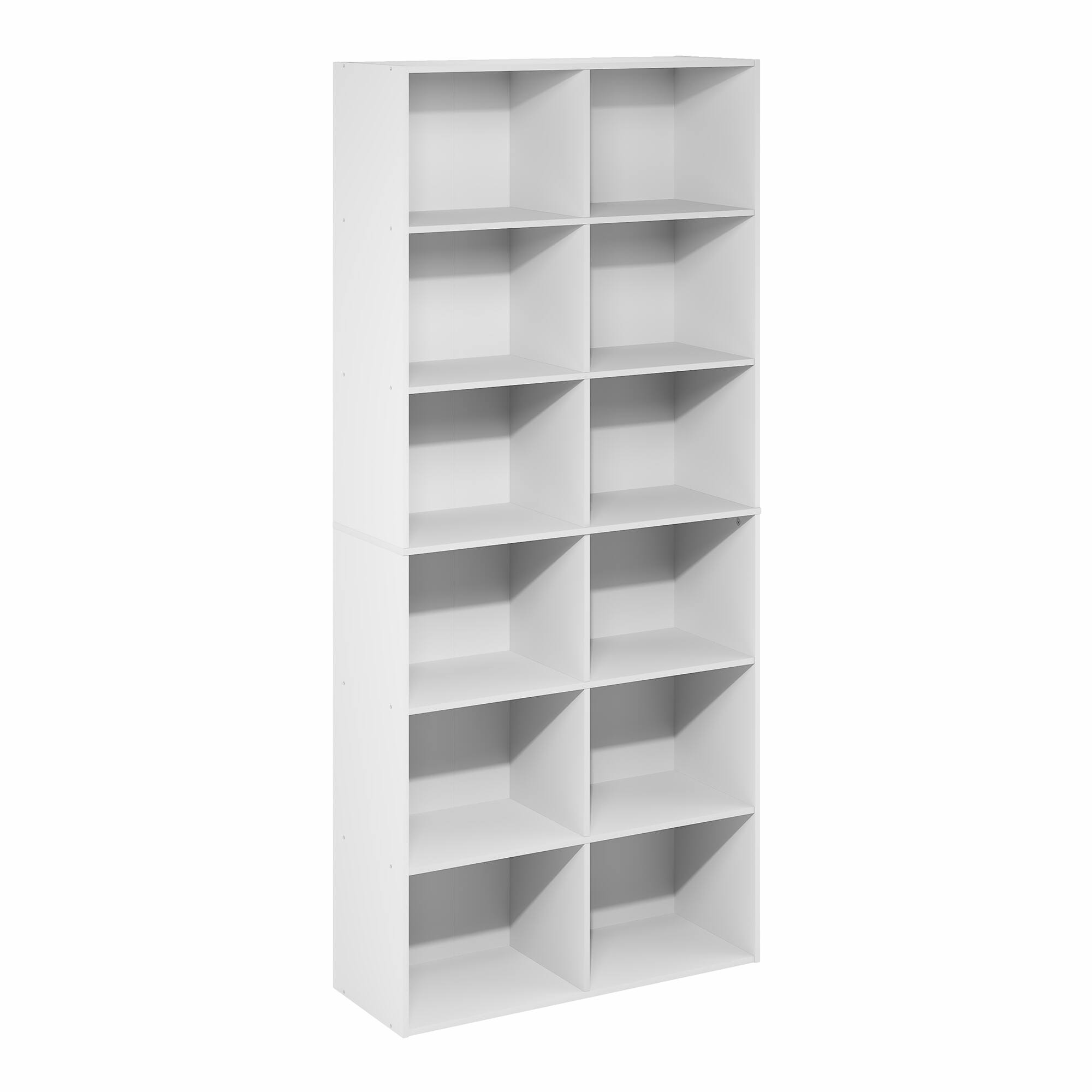 Alt View 6. Furinno - BASIC Book Shelf, 12-Cube Bookshelf, Open Shelf Bookcase, Cube Storage Organizer, for Living Room, Home Office - Plain White.