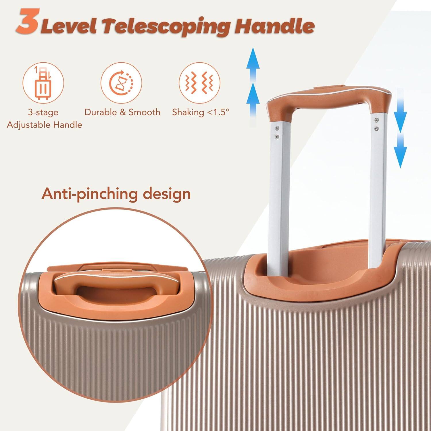 3 Level Telescoping Handle

- 3-stage Adjustable Handle
- Durable & Smooth
- Shaking <1.5°

Anti-pinching design
